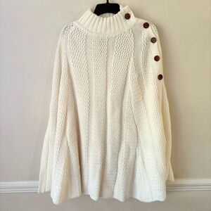 Vintage Fully Fashioned Cream Virgin Acrylic Cable Knit Cape